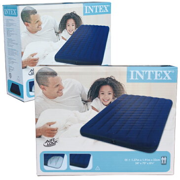 【土日もあす楽】エアーベッド INTEX インテックス クラシック ダウニー ダブル Classic Downy Airbed 68758 幅137cm×長さ191cm×高さ22cm アウトドア 車中泊 ゲスト用 キャンプ おすすめ お得