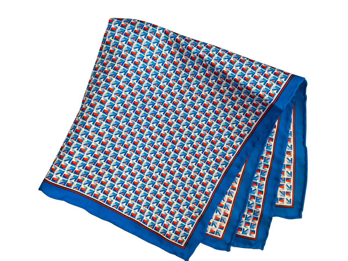 |Pbg`[t VN`[t Y am Silk p }CP\ of h 唻 Square Geometric Blue/Red/White Size35x35cm C105