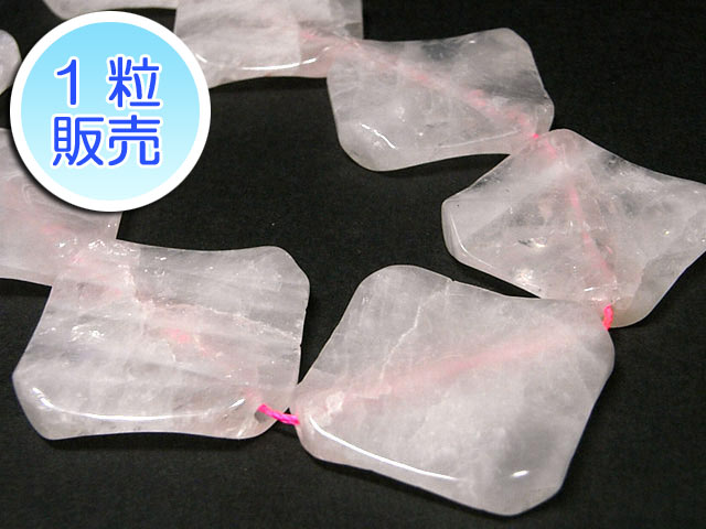 Genuine, Semi-Precious Stones - ローズクォーツ 約32×38mm 【1粒販売】 パワーストーン ビーズ (天然石) ピンク アクセサリーパーツ ハンドメイド DIY