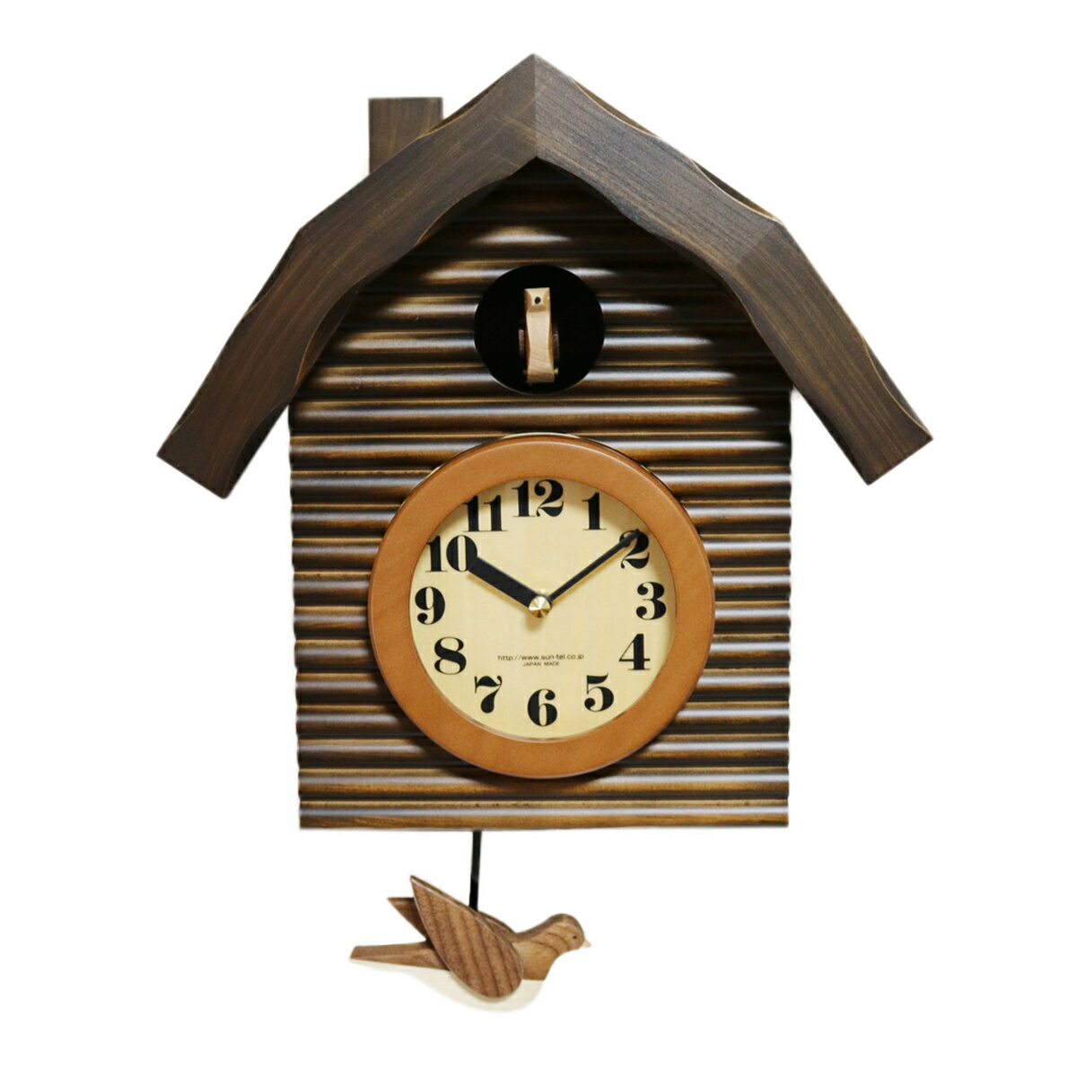 鳩時計 おしゃれ 北欧 さんてる 木製 ロッジハウス アンティーク 掛け時計 壁掛け時計 柱時計 日本製 ギフト プレゼント インテリア ナイトセンサー リビング レトロ