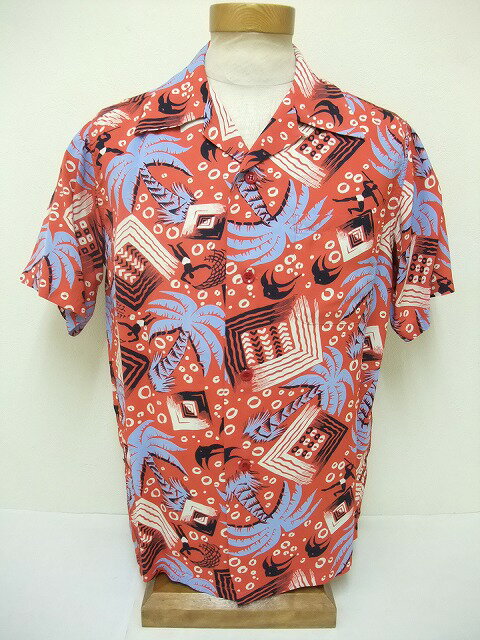 SUN SURF[サンサーフ] アロハシャツ PALMS ＆ FISHERMAN (RED)