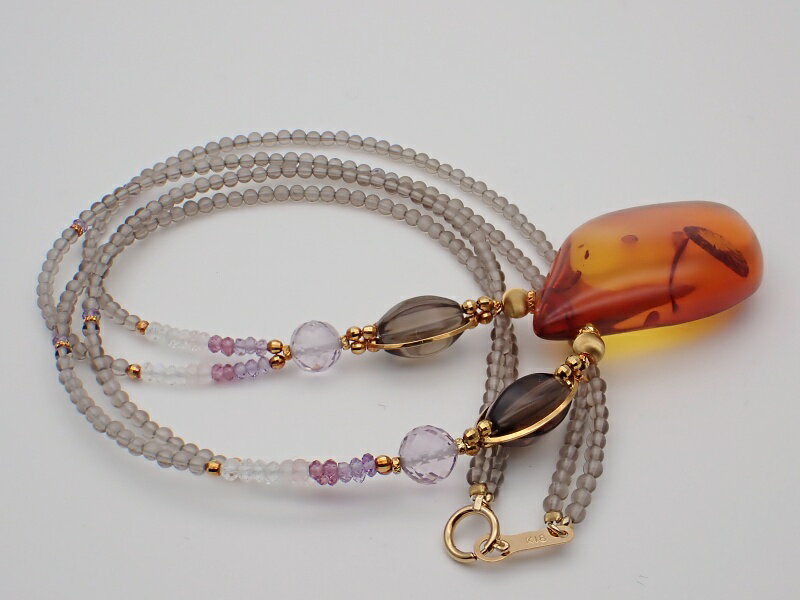 K18 イエローゴールド 琥珀ペンダント ネックレス 42cm 14.2g 中古A【中古】【大信質舗】【質屋出店】管理番号：C-8276 3