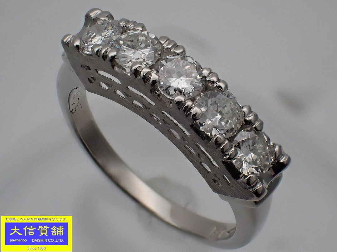 Rakuten - Pt900 プラチナ ダイヤ バンドリング 0.75ct 14号 5.3g 中古A+【中古】【大信質舗】【質屋出店】管理番号：C-8578