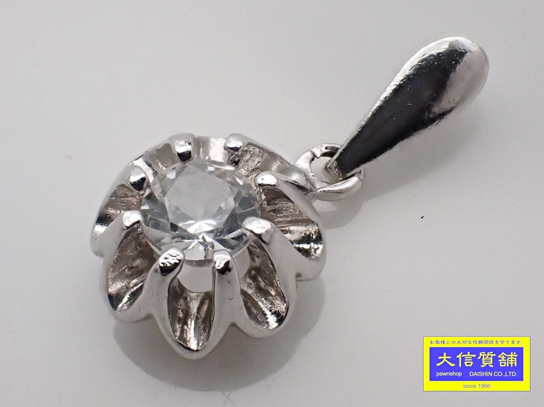 Beads - シルバー クリアストーン ペンダントトップ 0.8g 中古B+【中古】【大信質舗】【質屋出店】管理番号：C-9056