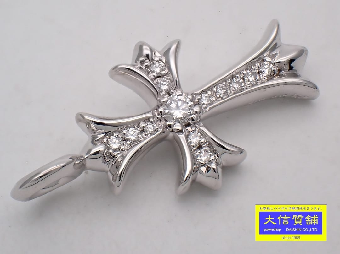 樂天商城 - K18WG ホワイトゴールド ダイヤ クロス ペンダントトップ 0.16ct 0.10ct 8.71g 中古A【中古】【大信質舗】【質屋出店】管理番号：C-9641