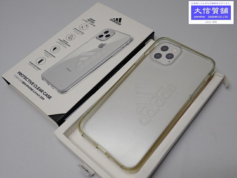 ADIDAS アディダス iPhone11 Pro Max用スマホケース プロテクティブ クリア ケース FW19 クリア ビッグ ロゴ EV7956 中古B【中古】【大信質舗】【質屋出店】管理番号：D-2121