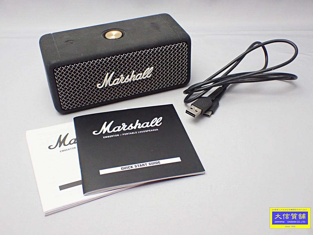 MARSHALL EMBERTON マーシャル エンバートン Bluetoothスピーカー ポータブル コンパクト ブラック 中古B+【中古】【大信質舗】【質屋出店】管理番号：D-2450