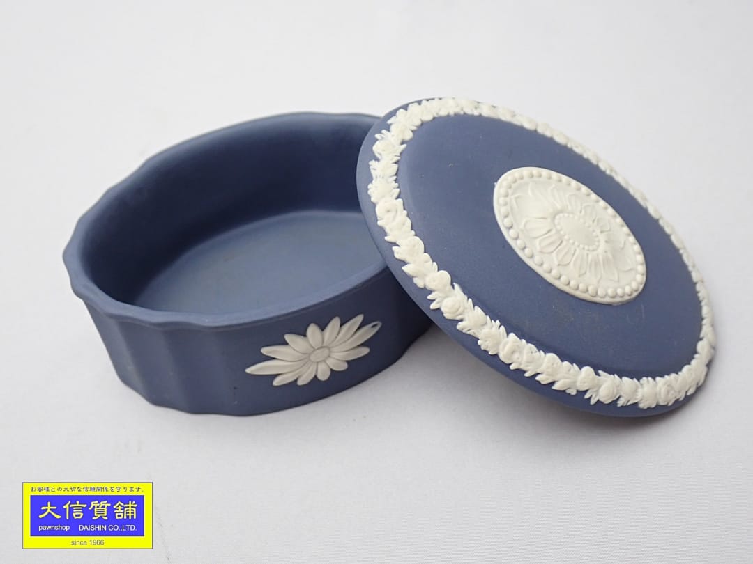 WEDGWOOD ウェッジウッド ジャスパーウェア 小物入れ オーバル 中古B+【中古】【大信質舗】【質屋出店】管理番号：D-2488