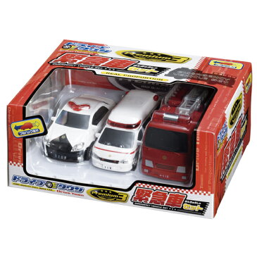マルカ ドライブタウン 【緊急車 3台セット】 パトカー 救急車 消防車 プルバックカー ミニカー 自動車 おもちゃ 知育玩具