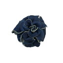 福山レザー 藍染花ブローチ ブロッシュ コサージュとしても使えるブローチピンとクリップの2wayタイプ ハンドメイド革製品 青色 レディース 女性用