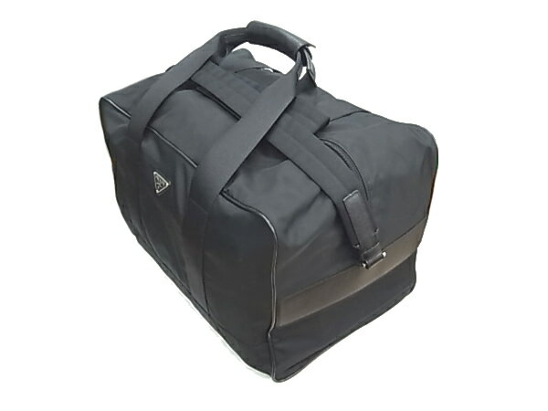 :プラダ ボストン バック ブラック ナイロン レザーPRADA【中古】