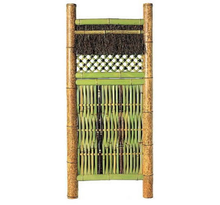 図面大津垣国産天然竹袖垣W(幅)600mmH(高さ)1700mm 竹垣 目隠し 玄関先 職人手作り 送料無料 和風資材