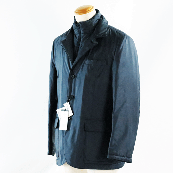 ロンナー Mサイズ ジャケット 9751-コン ブルーステッチ JK 新品 正規品 40代 50代 60代 メンズ カジュアル 秋 冬 プレゼント ギフト ゴルフ ブルゾン感覚 ネイビー 1点物