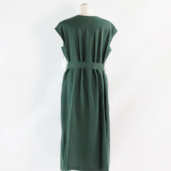 ガノッシュ ワンピース フリーサイズ 239-93153 SS 30代 40代 50代 レディース カジュアル 春 夏 1点物 新品 ganosch lady グリーン カーキ 麻100％