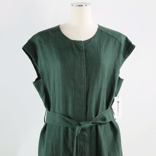 ガノッシュ ワンピース フリーサイズ 239-93153 SS 30代 40代 50代 レディース カジュアル 春 夏 1点物 新品 ganosch lady グリーン カーキ 麻100％