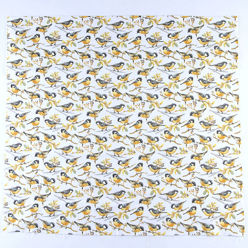 小鳥 オールオーバー ホワイト コットンプリント生地
