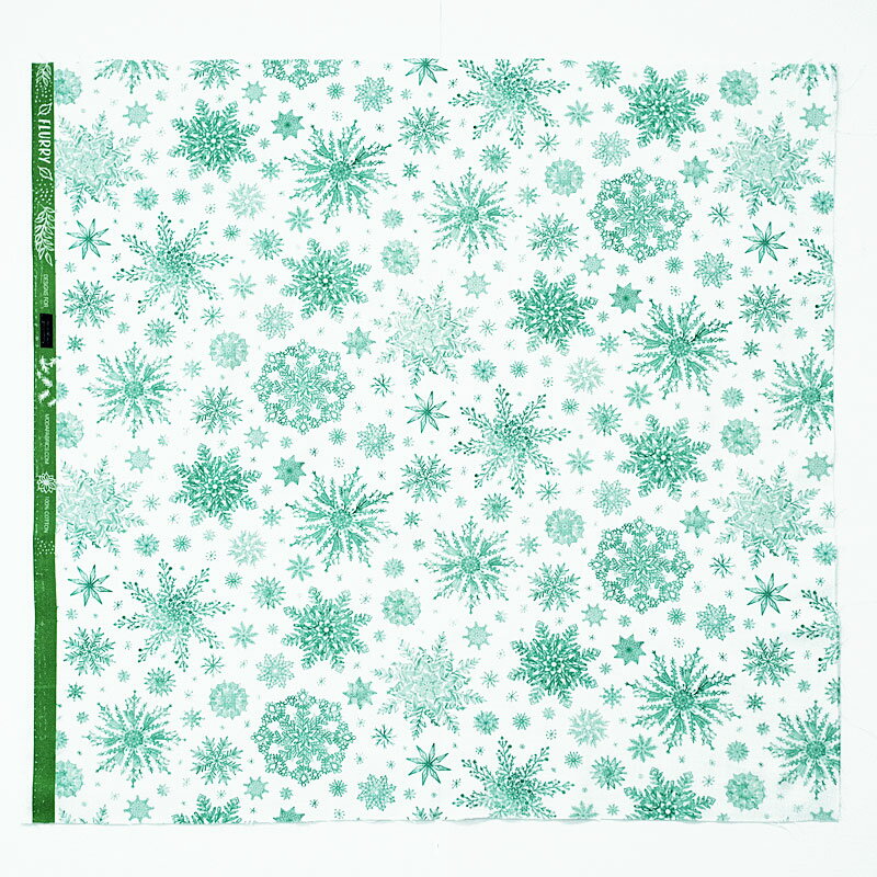 クリスマス リアルな雪の結晶 グリーン/ホワイト MO-4362 コットンプリント生地 3