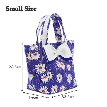 KAHRI HOME／カーリ・ホーム／ランチバッグ／Small Lunch Totes DAISY DOTS／ミニトート／お弁当入れ／PVCコーティング／カーリー／サブバッグ　デイジードット　ブルー　青　紺　花　フラワー　キュート カーリーホーム　KHST-29DDT