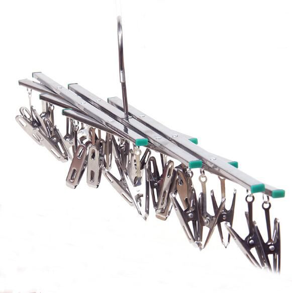 伸縮式ステンレスハンガー 20ピンチ 洗濯ピンチハンガー 洗濯物干し 収納 ステンレス製 折り畳みハンガー ハンガー ランドリーグッズ 洗濯 物干し 錆無し 耐久性 乾燥 クリップ 洗濯ピンチ 長持ち シルバー