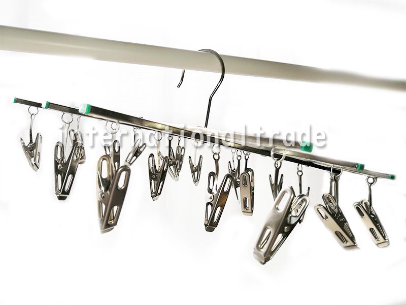 伸縮式ステンレスハンガー 20ピンチ 洗濯ピンチハンガー 洗濯物干し 収納 ステンレス製 折り畳みハンガー ハンガー ランドリーグッズ 洗濯 物干し 錆無し 耐久性 乾燥 クリップ 洗濯ピンチ 長持ち シルバー