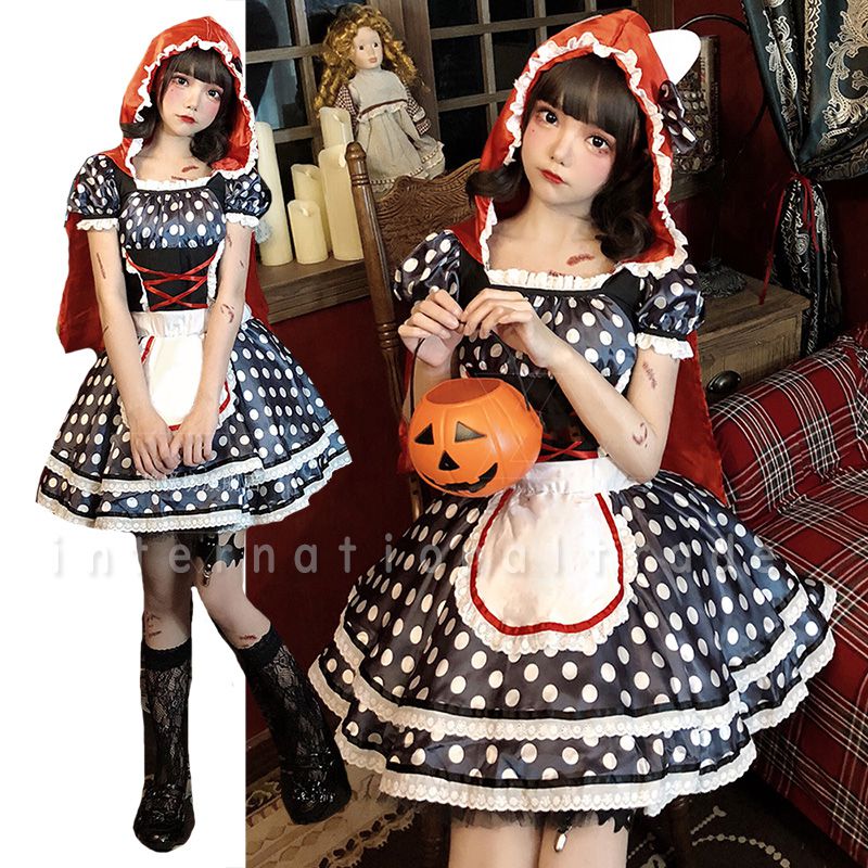 予約 コスプレ服 猫耳 ドット ワンピース レディース コスチューム ねこ耳セット 衣装 ハロウィン 仮装 イベント パーティー 可愛い セクシー ガーリー ポ...