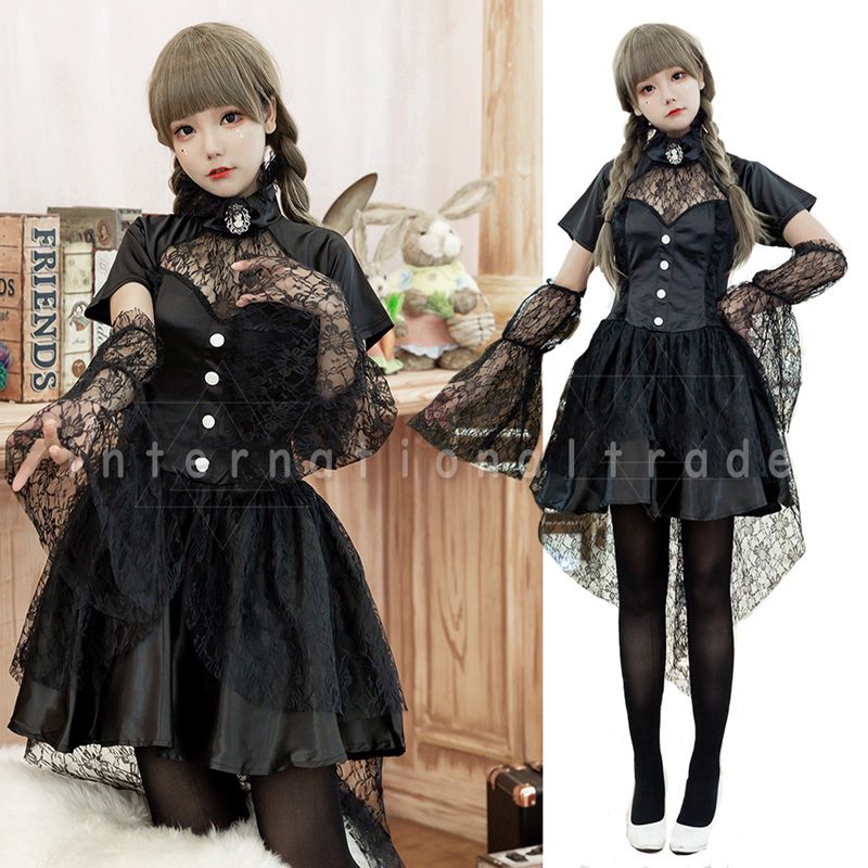 予約 コスプレ服 吸血鬼風 ブラック ワンピース レディース 衣装 ハロウィン 仮装 ヴァンパイア コスチューム ゴシック風 セクシー ダークファンタジー ドラ...