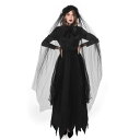 予約 コスプレ服 ゴーストウエディングドレス レディース ハロウィン 仮装 ホラーウェディング ブラックドレス コスチューム ゴシック風 花嫁 長袖 ロングワン...