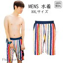 メンズ水着 ハーフパンツ XXLサイズ 大きいサイズ スイムパンツ 海パン ボーダー柄 カラフル ストライプ ウエストゴム付き ビーチ 海 プール サーフパンツ リゾート スポーツ 夏 サマーウェア 水陸両用 SSBF