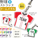 野球 【 〇 ストラップ 】 【 〇 Bタイプ】 【□ ドームメタルタイプ】 名入れ 野球グッズ ネーム 卒業記念品 卒部記念品 卒団記念品 卒園記念品 部活 引退 1個から プレゼント ギフト オリジナル (名)