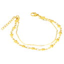 【 ブレスレット 】 金属アレルギー対応ステンレス チェーン シルバー 【 2連 スター&1ミリマリーナ】(ゴールド) サージカルステンレス ユニセックス 重ね...