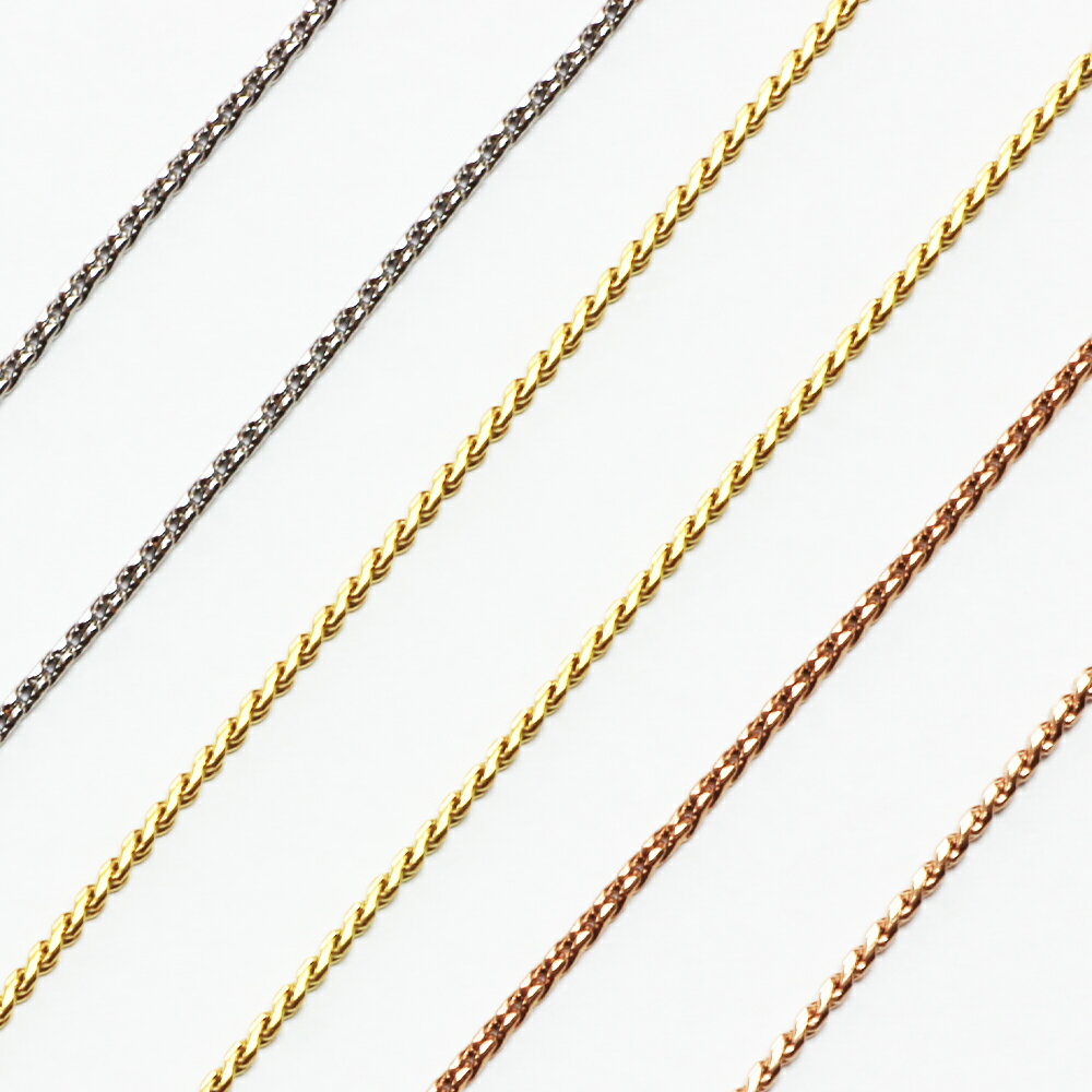 Necklaces, Braclets - ステンレス 316L ネックレス チェーン 40cm 42cm 45cm 1ミリ スクエアヘリンボーン シルバー ゴールド ピンク / ジーラブ
