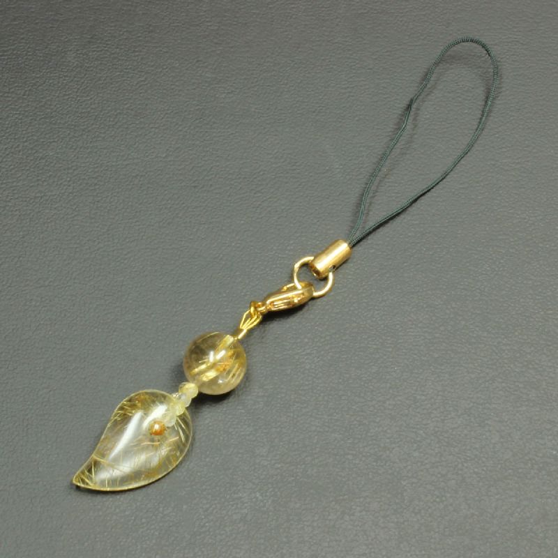 【透け感が素敵】一点物 タイチンルチル ルチルクォーツ 勾玉 お守りチャーム ストラップ付 OMr4【石言葉*洞察力の向上/直観力/金運/家族円満】 縁起物 お...