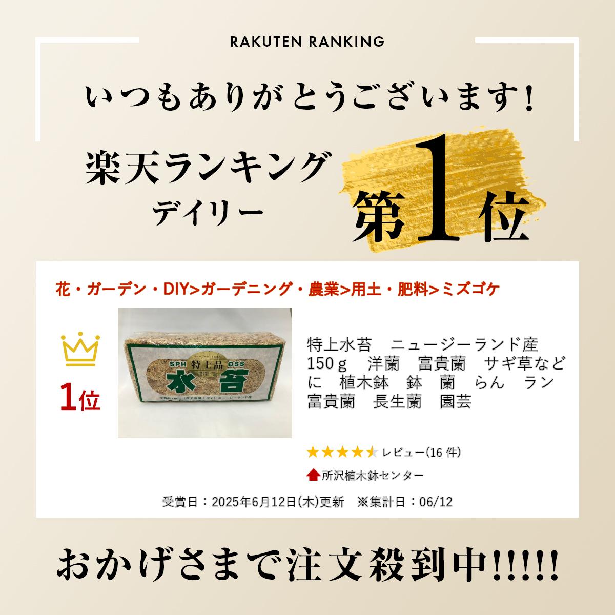 特上水苔　ニュージーランド産　150g　洋蘭　富貴蘭　サギ草などに　植木鉢　鉢　...