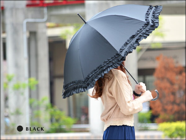 レディース 日傘 長傘 大きめ UVカット ビッグサイズ 晴雨兼用 ダブルフリル フリル UV 紫外線 対策 雨傘 可愛い おしゃれ 日焼け防止 かわいい 上品 暑さ対策 ピンク ネイビー ブラック ベージュ ローズ 黒 青 送料無料 敬老の日