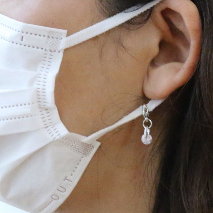 送料無料 マスクチャーム マスクアクセサリー 大粒1ct キュービックジルコニア シンプルサポート マスク ネックレス 2WAY マスクなくさない マスクホルダ...