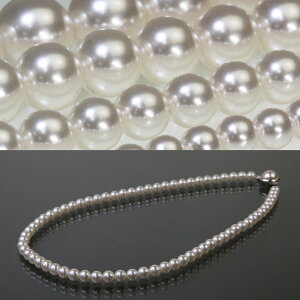 【6ミリ径40センチ】パールネックレスホワイトブラックプリンセスサイズイミテーションパールpearl-06-4010P30Nov14