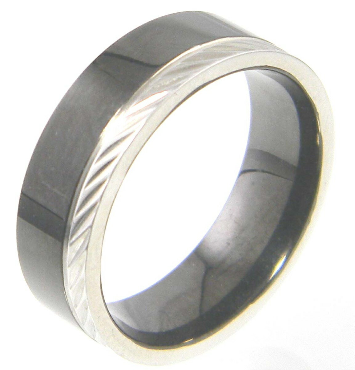 ステンレスリング・ツートン・カット/指輪/メール便可【ギフト包装無料】