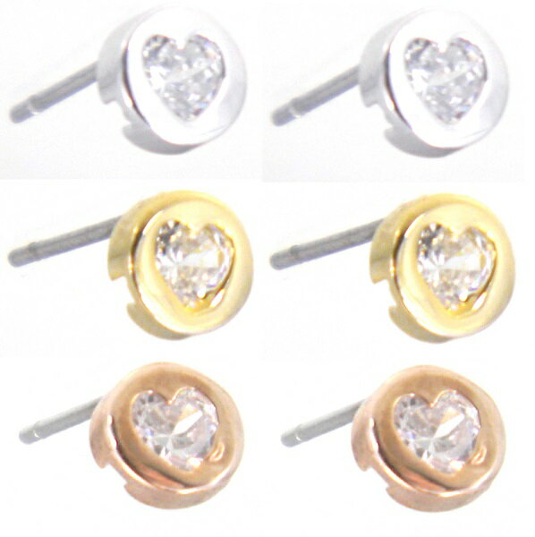 ピアス レディース 大人 可愛い 両耳3セット キュービックジルコニア　シルバーイエローゴールドピンクゴールド/メール便可【ギフト包装無料】