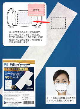 日本製 マスク用フィルター不織布 在庫有り ピットフィルターシート N95対応高機能フィルター カットして使える　手作りマスク用　抗菌 インナーシート 取り替えシート/メール便可