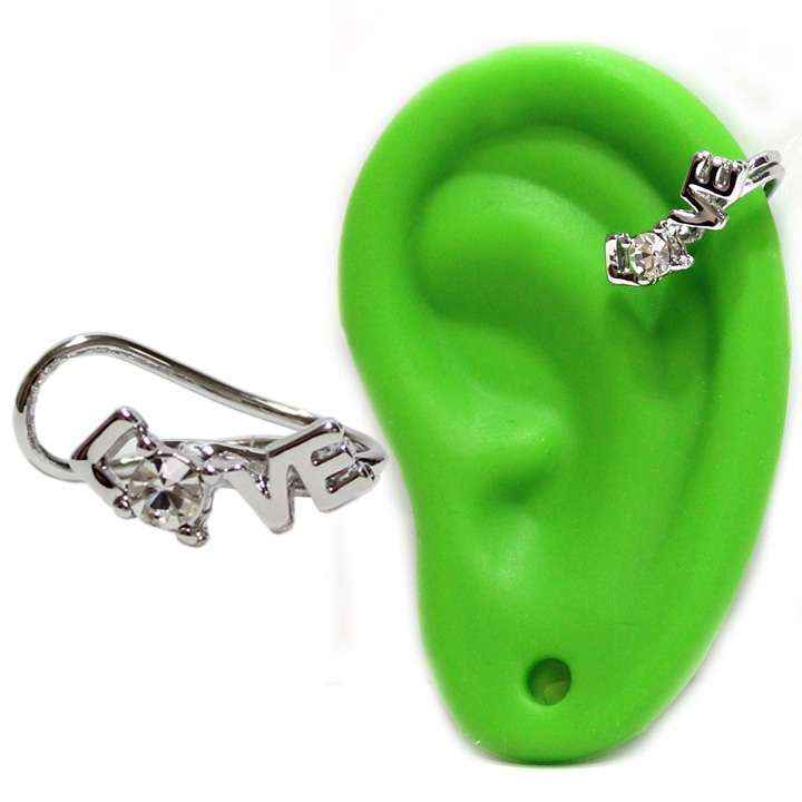 イヤーカフスメッセージ左耳用シルバー LOVE ストーン/メール便可【ギフト包装無料】