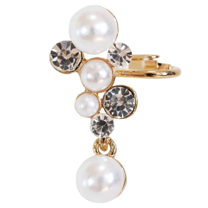 イヤーカフスパールストーン左耳ホワイト イヤカフ チャーム/メール便可【ギフト包装無料】