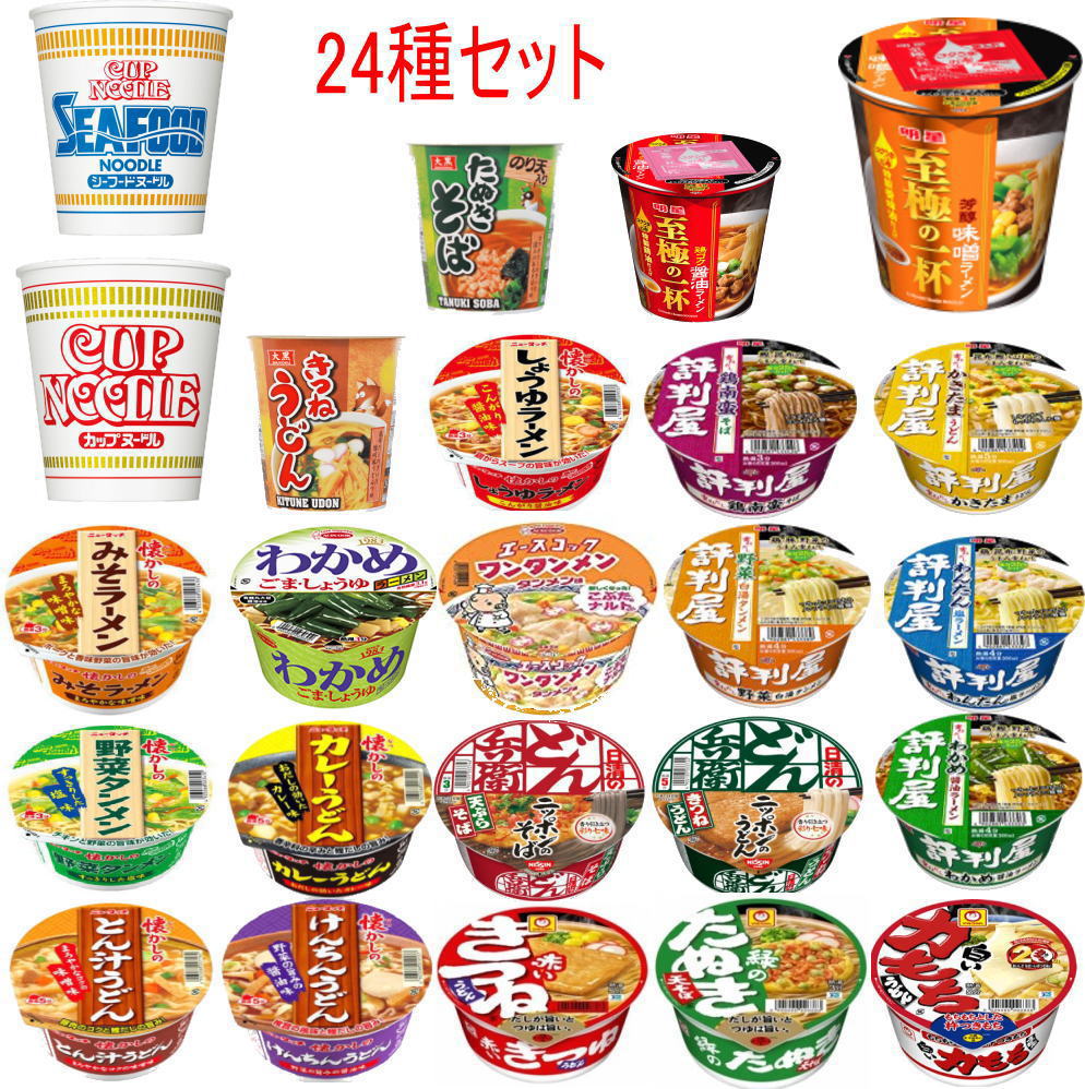 新着 マルちゃん 日清食品 明星食品 エースコック 大黒食品 ヤマダイ レギュラーサイズカップ麺 24個セット 関東圏送料無料