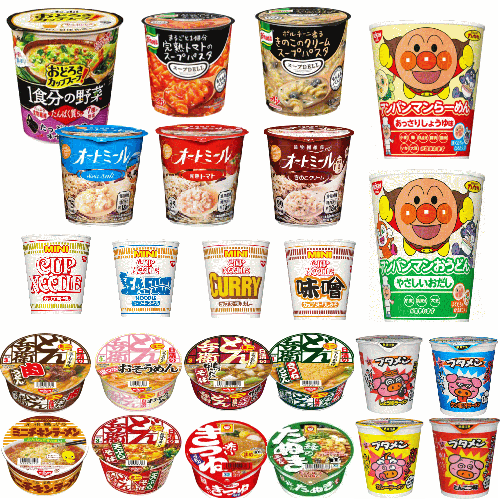 【新発売】 旭松 オートミール 味の素 クノール スープDELI アサヒ おどろき野菜 スープと日清 マルちゃん ブタメン ミニカップ麺 24種 関東圏送料無料のサムネイル
