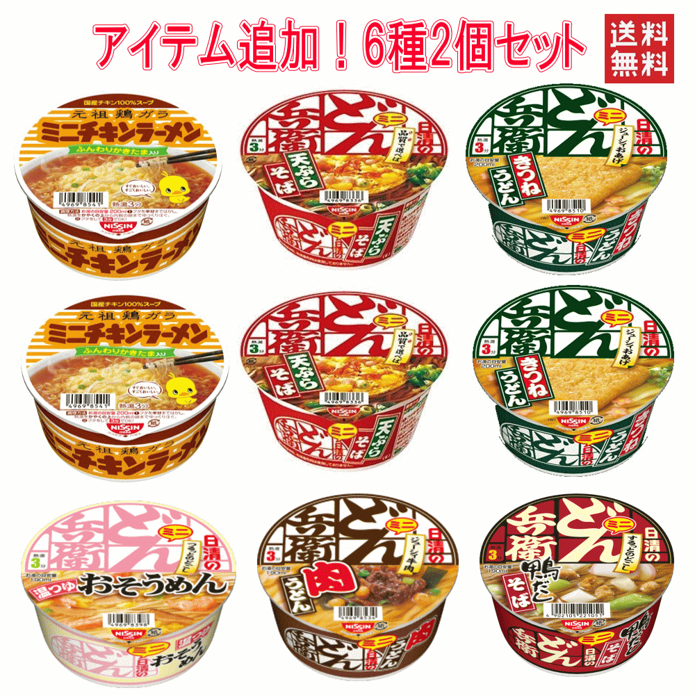 【新発売】 日清食品 カップ麺 どん兵衛 おそうめん 肉うどん 鴨だしそば も入ったミニシリーズ 6種類×2個(12食) セット 関東圏送料無料