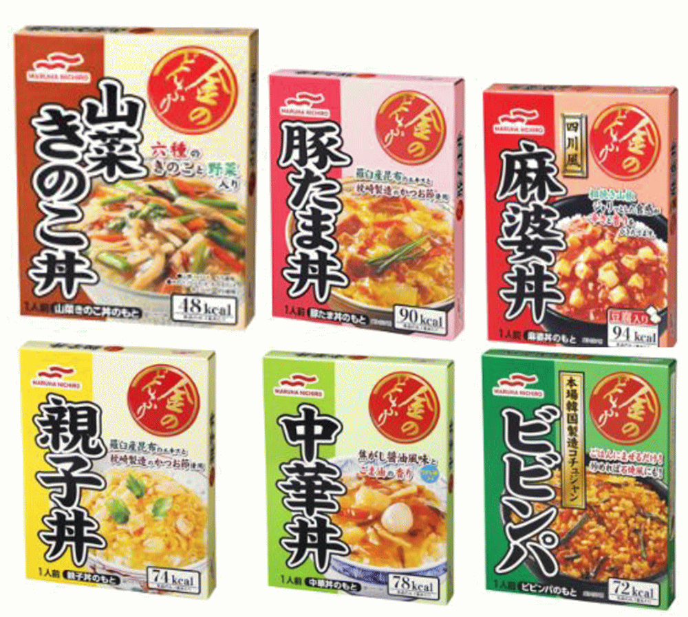 【レトルト】 リニューアル マルハニチロ レトルト食品 金のどんぶり 丼セット30個組 山菜きのこ丼 豚たま丼 たまご丼 親子丼 ビビンパ 麻婆丼 中華丼 7種30箱セット 関東圏送料無料 その1
