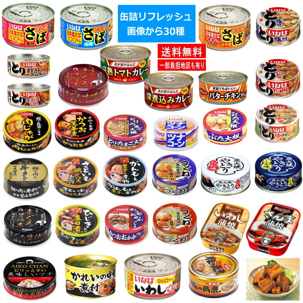 リニューアル版非常食保存食に缶詰30缶セットいなばホテイ極洋宝幸伊藤食品焼き鳥カレー缶詰さんまさばいわしまぐろかれい角煮ツナコーン惣菜関東圏送料無料