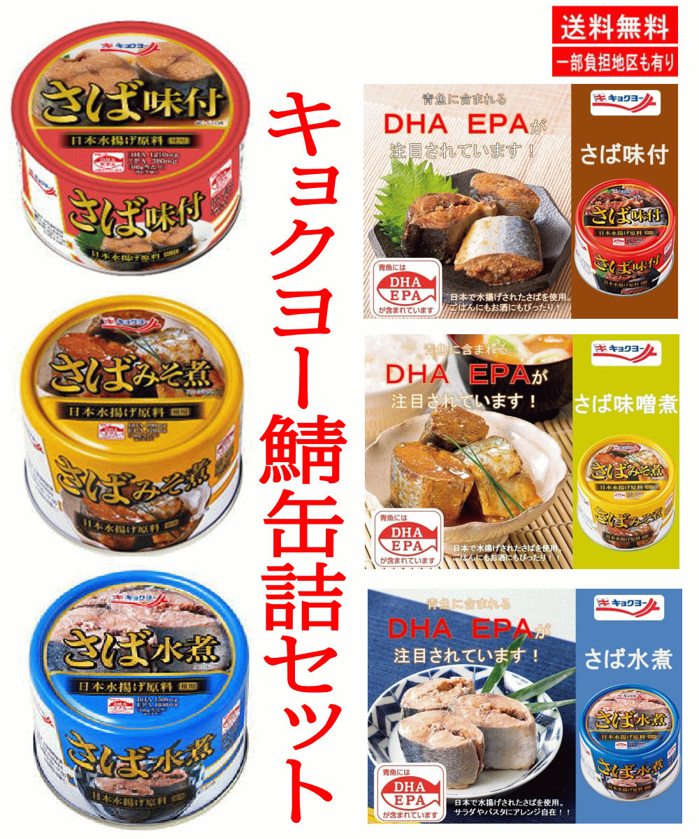 【缶詰】極洋食品 キョクヨー サバ缶詰 さば缶詰 鯖缶詰め 3種10缶セット 味噌煮 味付け 水煮 DHA・EPA摂取に最適 酸関東圏送料無料
