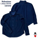 Denim Ladys Long Sleeve Shirts Navy デニム レディース 長袖シャツ ネイビー BOHEMIANS ボヘミアンズ JAPAN(4)