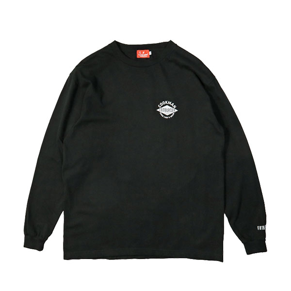 Cookman×FAT BURGER Washed Long sleeve T-shirts FAT Topping Menu Black ブラック ウォッシュド ロングスリーブTシャツ クックマン 長袖Tシャツ UNISEX 男女兼用 アメリカ
