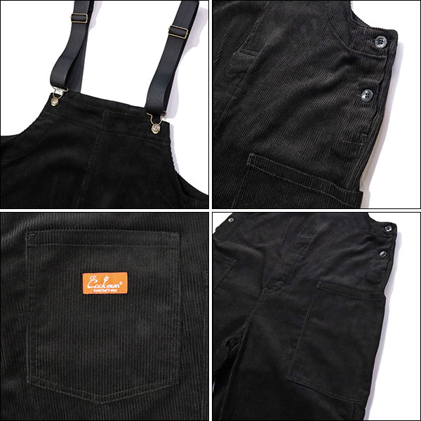 Fisherman's Bib Overall Corduroy Black オーバーオール コーデュロイ ブラック UNISEX 男女兼用 Cookman クックマン イージーパンツ アメリカ